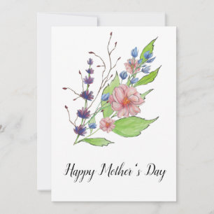 Pretty Watercolor Florals Mothers Day Card