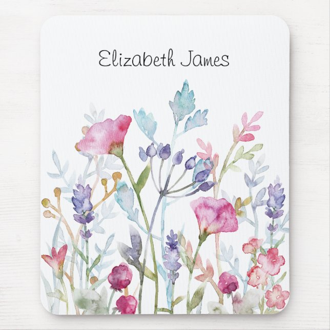 Pretty Watercolor Flowers and Berries  Mouse Pad (Front)