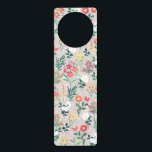 Pretty Watercolor Flowers Botanical Door Hanger<br><div class="desc">Elegant,  delicate small garden flowers hand painting pale pink design,  featuring a collection of white roses,  red daisies and yellow flowers with various green leaf shapes greenery hand painting,  on a pale pink colour background. A special unique botanical nature floral artwork great for a spring botanic nature look decor.</div>