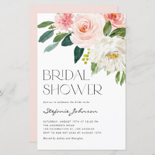 Pretty Watercolor Flowers Bridal Shower Invitation