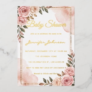 Pretty Watercolor Flowers Garden Baby Shower