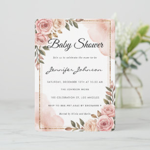 Pretty Watercolor Flowers Garden Baby Shower Invitation