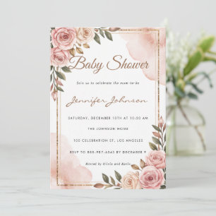 Pretty Watercolor Flowers Garden Baby Shower  Invitation