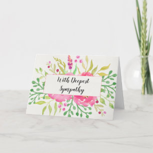 Pretty Watercolor Flowers Sympathy Greeting Card