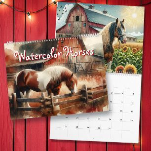 Pretty Watercolor Horses Calendar