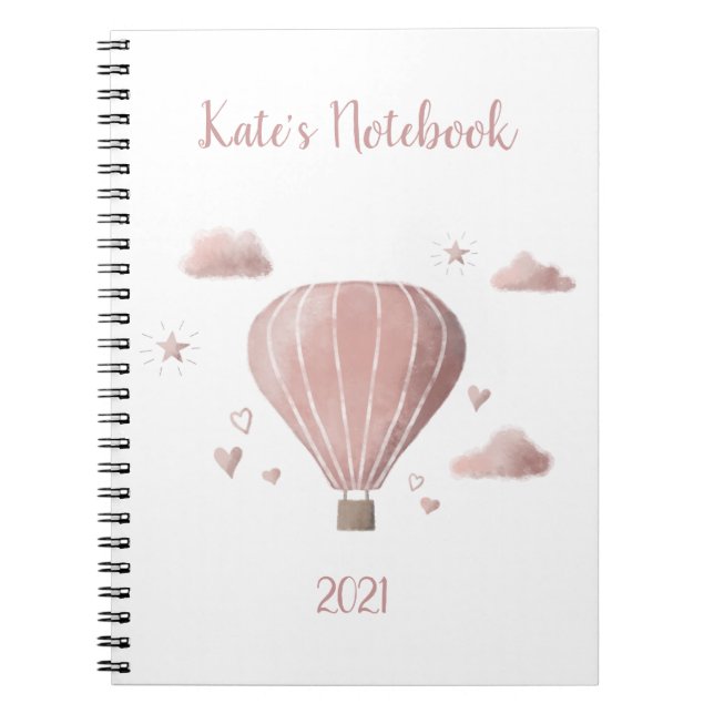 Pretty Watercolor Hot Air Balloon Notebook (Front)