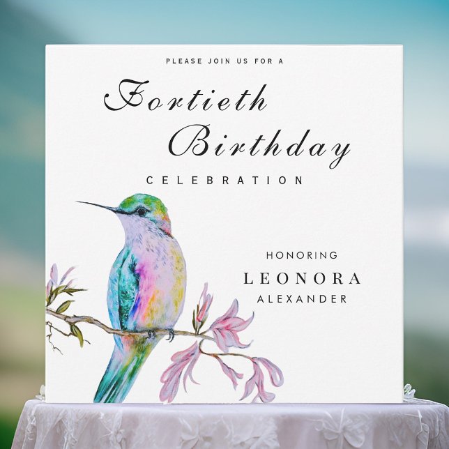 Pretty Watercolor Hummingbird ANY Birthday Party Invitation (Creator Uploaded)