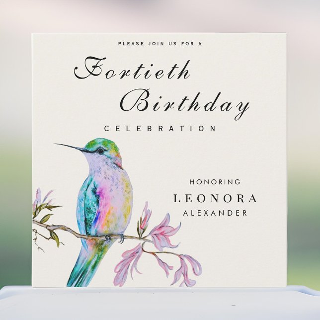Pretty Watercolor Hummingbird ANY Birthday Party Invitation (Creator Uploaded)