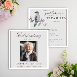 Pretty Watercolor Hummingbird Celebration of Life Invitation