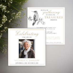 Pretty Watercolor Hummingbird Celebration of Life Invitation