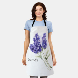 Pretty Watercolor  Lavender Flowers  Apron