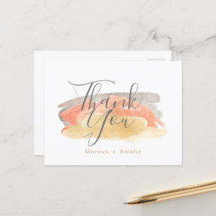 Pretty Watercolor Minimalist Wedding  Thank You  Postcard