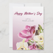 Pretty Watercolor Mother`s Day Flat Holiday Card