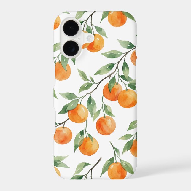 Pretty Watercolor Orange Citrus Botanical Pattern  (Back)
