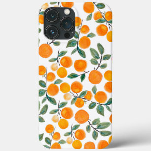 Pretty Watercolor Orange Citrus Botanical Pattern iPhone 13 Pro Max Case