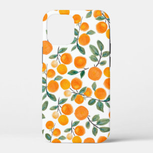Pretty Watercolor Orange Citrus Botanical Pattern iPhone 12 Mini Case