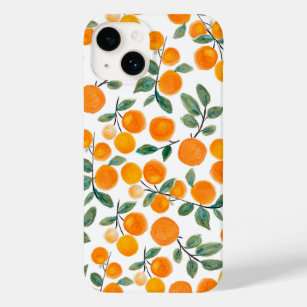 Pretty Watercolor Orange Citrus Botanical Pattern Case-Mate iPhone 14 Case