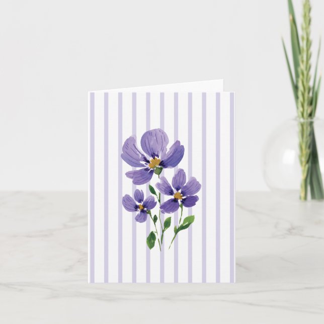 Pretty Watercolor painted violets Card (Front)