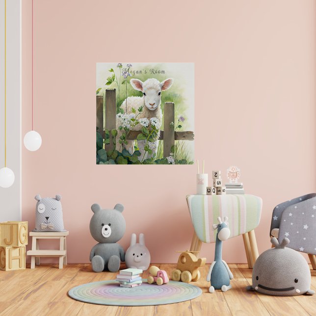 Pretty Watercolor Painting Lamb White Flowers  Poster (Creator Uploaded)