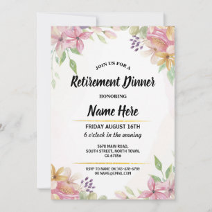 Pretty Watercolor Pastel Floral Retirement Party Invitation