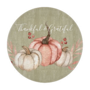 Pretty Watercolor Pumpkins on Sage Cutting Board