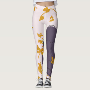 Pretty watercolor Purple floral Pink background Leggings