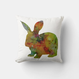 Pretty Watercolor Rabbit Cushion