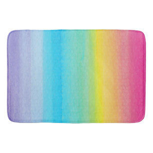 Pretty Watercolor Rainbow Design Bath Mat