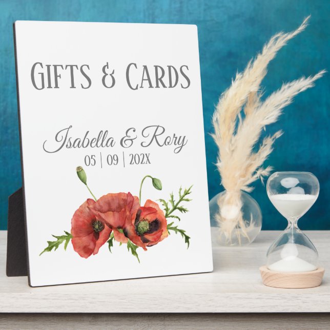 Pretty Watercolor Red Poppies Wedding Gifts Plaque (Side)