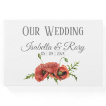Pretty Watercolor Red Poppies Wedding Guestbook