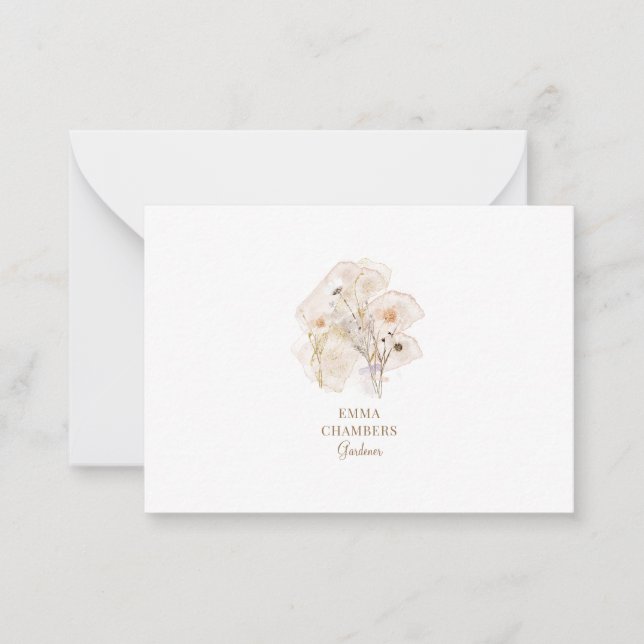 Pretty Watercolor Rustic Pressed Flowers Gardener Card (Front)