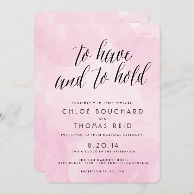 Pretty Watercolor Script Wedding Invitations (Front/Back)