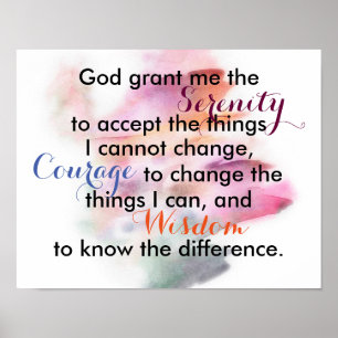 pretty watercolor Serenity prayer poster quote