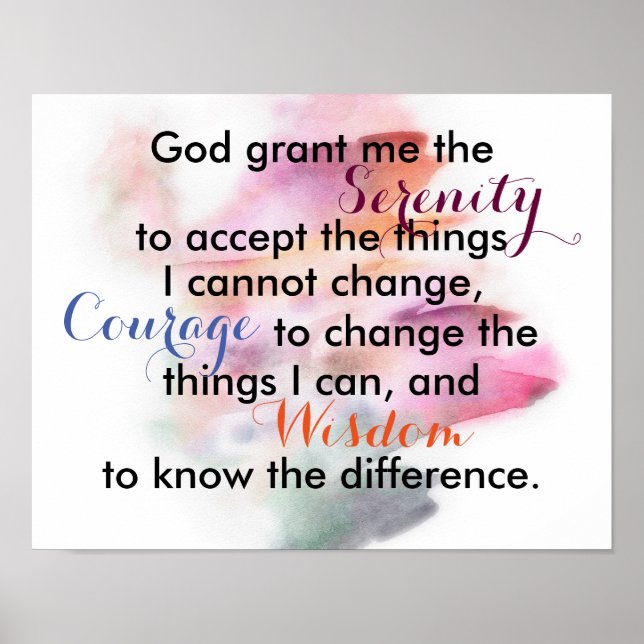 pretty watercolor Serenity prayer poster quote (Front)
