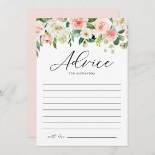 Pretty Watercolor Spring Flowers Bridal Shower Advice Card