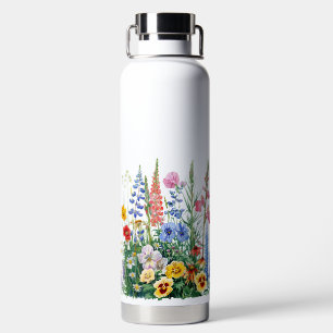 PRETTY WATERCOLOR SPRING TIME FLOWERS & PLANTS WATER BOTTLE