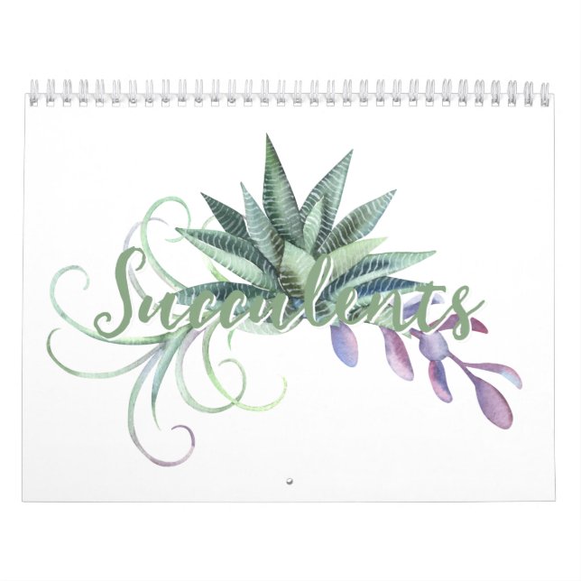 Pretty Watercolor Succulents 20xx Calendar (Cover)