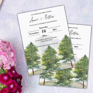 Pretty Watercolor Trees Landscape Wedding Invite  Postcard