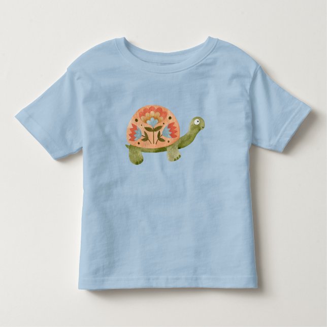 Pretty Watercolor Turtle Girls Toddler T-Shirt (Front)
