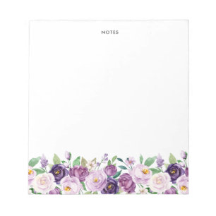 Pretty Watercolor Violet Purple Flowers  Notepad