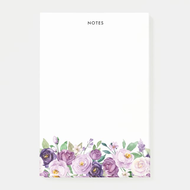 Pretty Watercolor Violet Purple Flowers  Post-it Notes (Front)