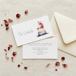 Pretty watercolor wedding cake the details enclosure card