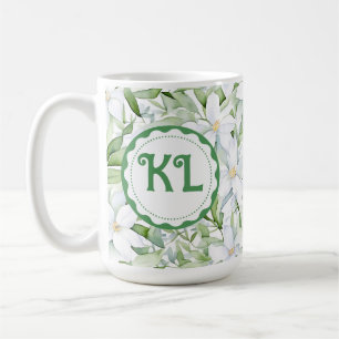 Pretty Watercolor White Flowers Personalised Coffee Mug