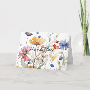Pretty Watercolor Wildflower Baby Shower Thank You Card