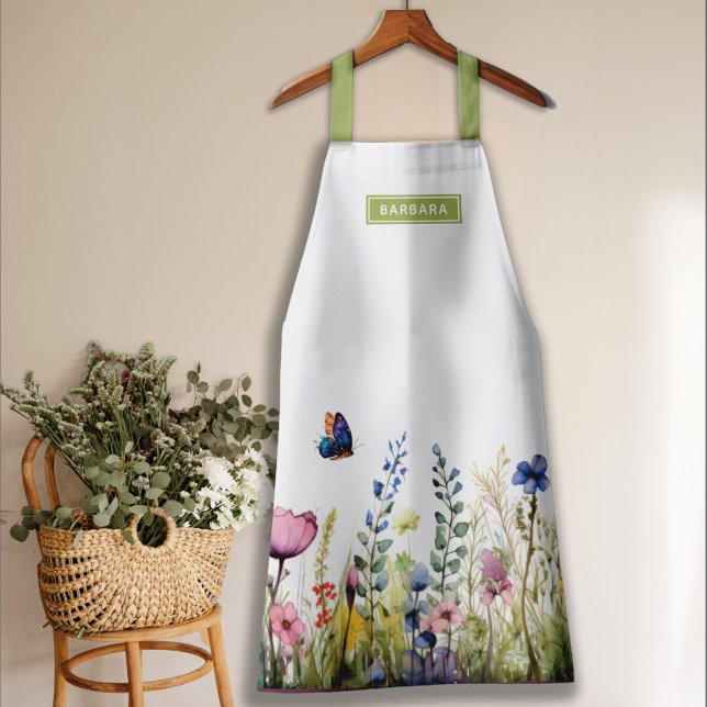 Pretty Watercolor Wildflower Series I Personalised Apron (Creator Uploaded)