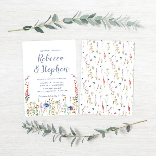 Pretty  Watercolor Wildflower  Wedding Invitation (Creator Uploaded)