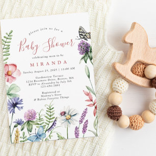 Pretty Watercolor Wildflowers Baby Shower Invitation
