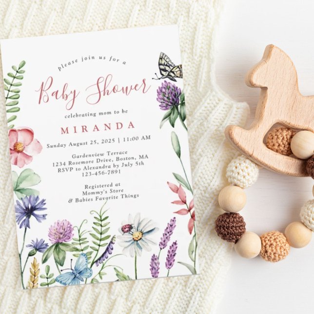 Pretty Watercolor Wildflowers Baby Shower Invitation (Creator Uploaded)