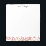 Pretty Watercolor Wildflowers Border Personalised Notepad<br><div class="desc">Beautiful watercolor border of delicate florals,  personalised with your name.</div>