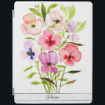 Pretty Watercolor Wildflowers with Name iPad Cover<br><div class="desc">This beautiful iPad cover features a hand painted bouquet of watercolor wildflowers. The colourful hues include red,  pink,  purple,  blue,  green,  peach and a variety of other shades. The pretty feminine design is perfect for any woman,  and her name is across the bottom in elegant script lettering.</div>